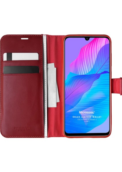 Huawei P Smart S Kılıf Delux Leather Wallet Kırmızı