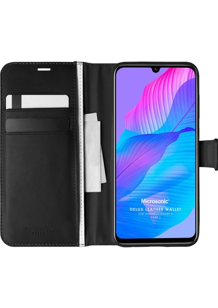 Huawei P Smart S Kılıf Delux Leather Wallet Siyah