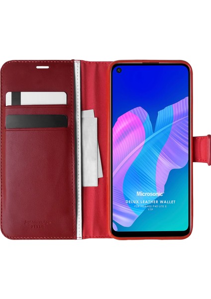 Huawei P40 Lite E Kılıf Delux Leather Wallet Kırmızı