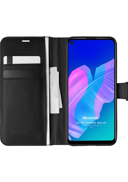 Huawei P40 Lite E Kılıf Delux Leather Wallet Siyah