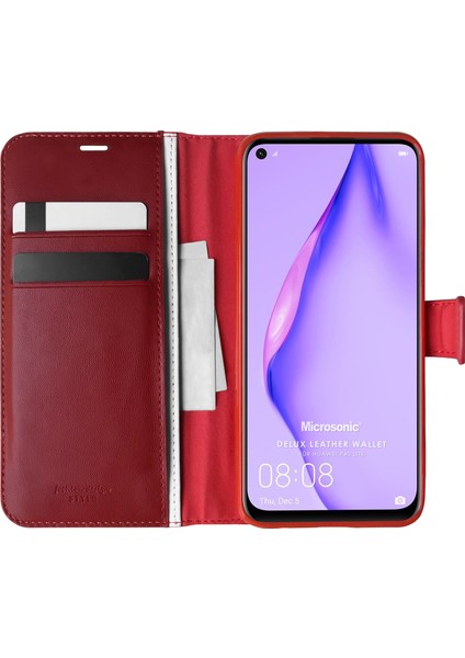 Huawei P40 Lite Kılıf Delux Leather Wallet Kırmızı