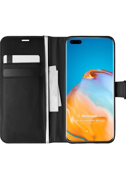 Huawei P40 Pro Kılıf Delux Leather Wallet Siyah