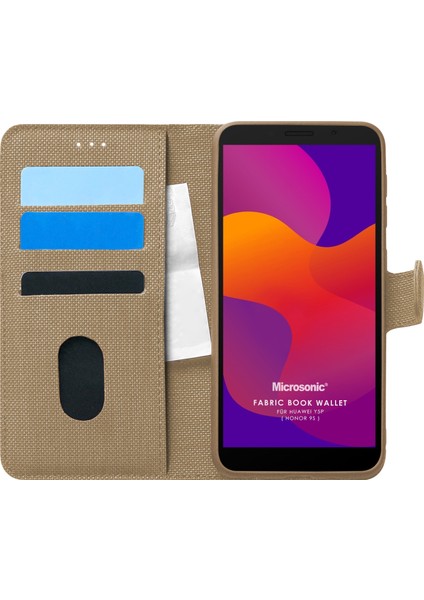 Huawei Y5P Kılıf Fabric Book Wallet Gold