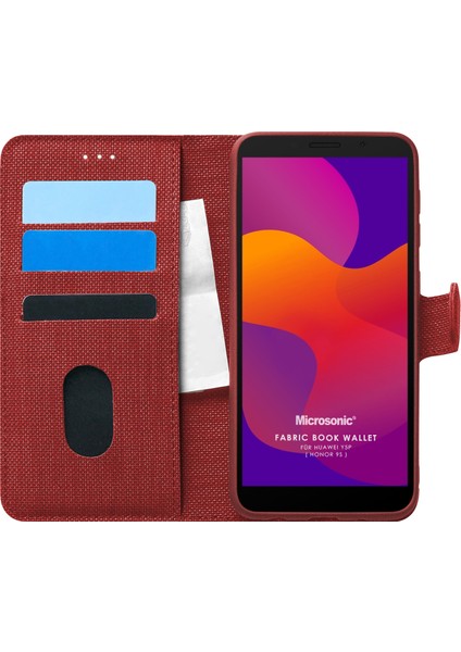 Huawei Y5P Kılıf Fabric Book Wallet Kırmızı