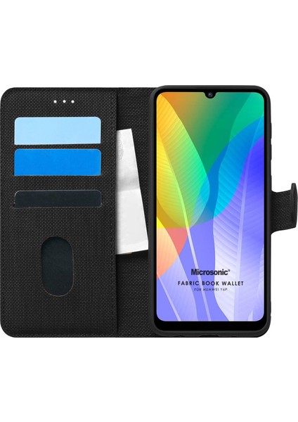 Huawei Y6P Kılıf Fabric Book Wallet Siyah