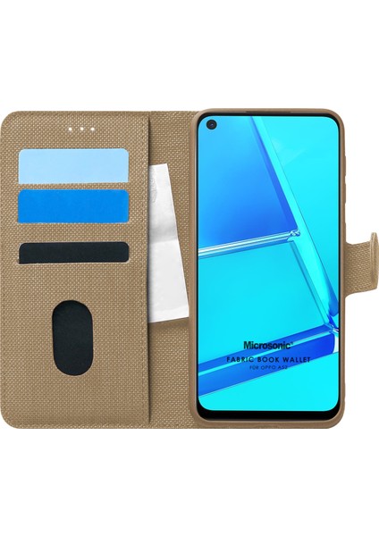 Oppo A52 Kılıf Fabric Book Wallet Gold