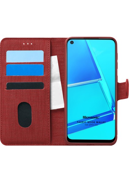 Oppo A52 Kılıf Fabric Book Wallet Kırmızı