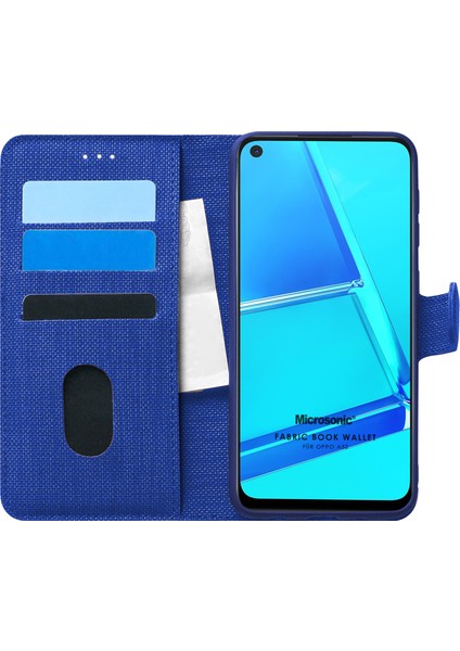 Oppo A52 Kılıf Fabric Book Wallet Lacivert