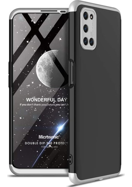 Oppo A92 Kılıf Double Dip 360 Protective Siyah - Gri