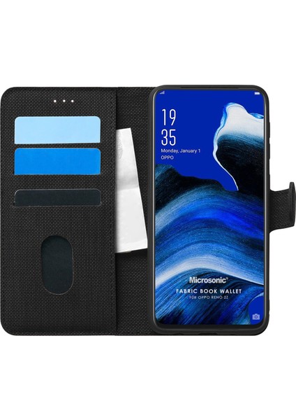 Oppo Reno 2Z Kılıf Fabric Book Wallet Siyah