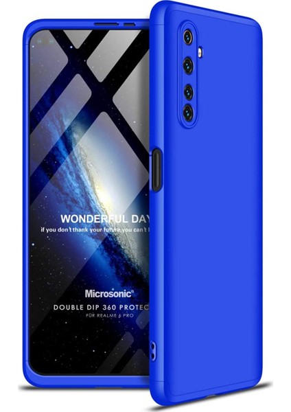 Realme 6 Pro Kılıf Double Dip 360 Protective Mavi