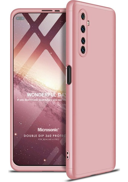 Realme 6 Pro Kılıf Double Dip 360 Protective Rose Gold