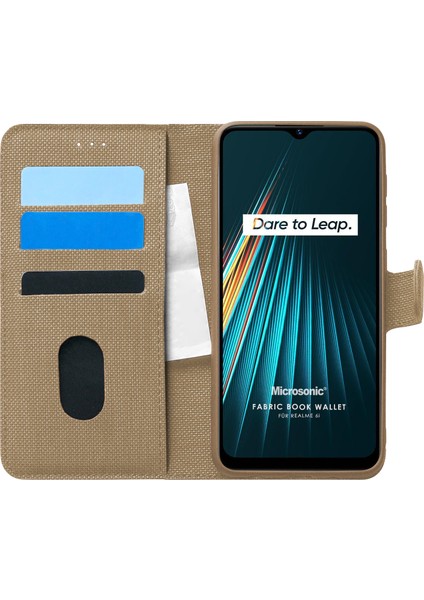 Realme 6i Kılıf Fabric Book Wallet Gold