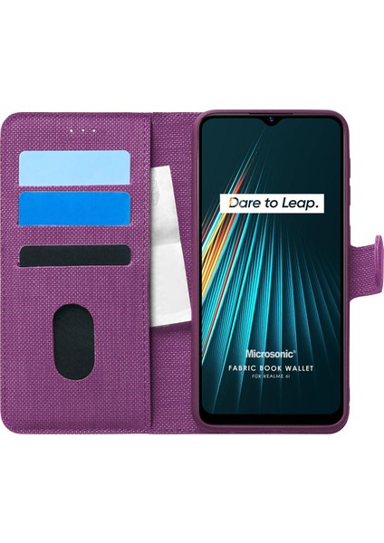 Realme 6i Kılıf Fabric Book Wallet Mor