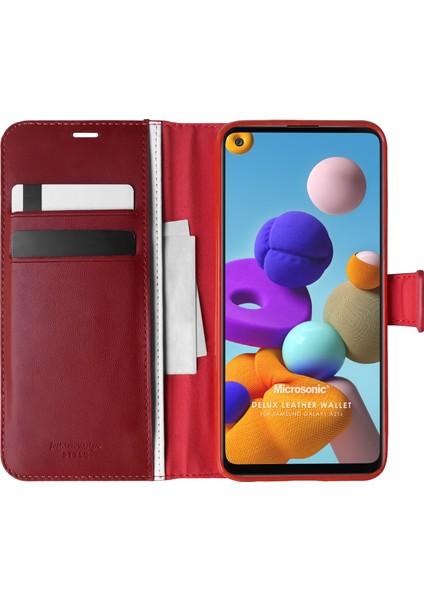 Samsung Galaxy A21s Kılıf Delux Leather Wallet Kırmızı