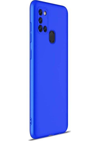 Samsung Galaxy A21s Kılıf Double Dip 360 Protective Mavi