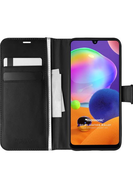 Samsung Galaxy A31 Kılıf Delux Leather Wallet Siyah