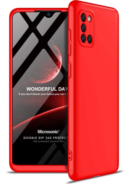 Samsung Galaxy A31 Kılıf Double Dip 360 Protective Kırmızı