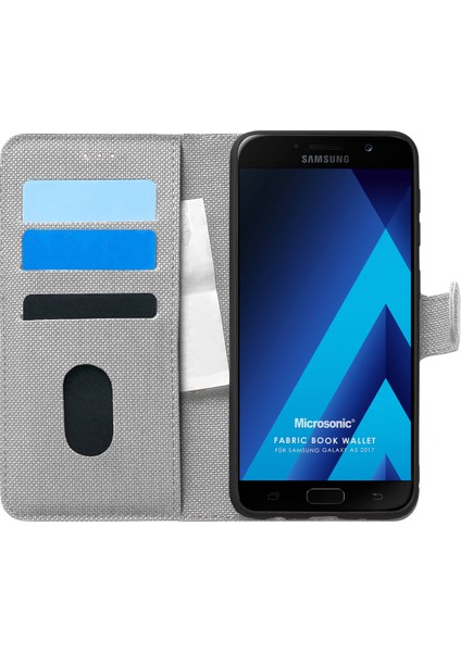 Samsung Galaxy A5 2017 Kılıf Fabric Book Wallet Gri