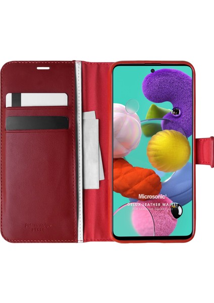 Samsung Galaxy A51 Kılıf Delux Leather Wallet Kırmızı