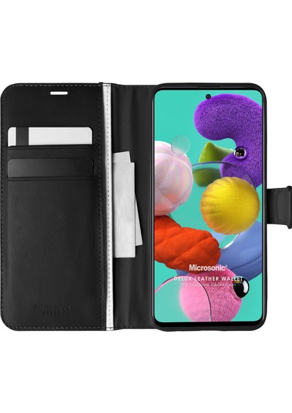 Samsung Galaxy A51 Kılıf Delux Leather Wallet Siyah