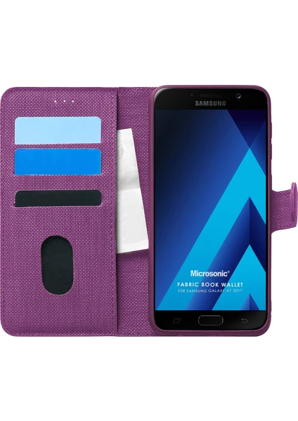 Samsung Galaxy A7 2017 Kılıf Fabric Book Wallet Mor