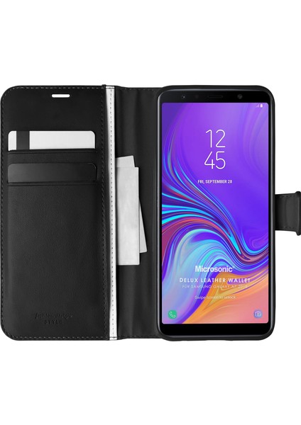 Samsung Galaxy A7 2018 Kılıf Delux Leather Wallet Siyah