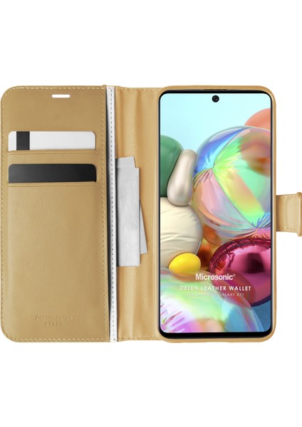 Samsung Galaxy A71 Kılıf Delux Leather Wallet Gold