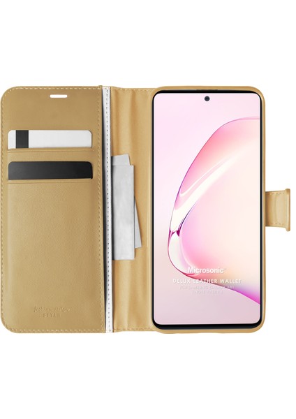 Samsung Galaxy A81 Kılıf Delux Leather Wallet Gold