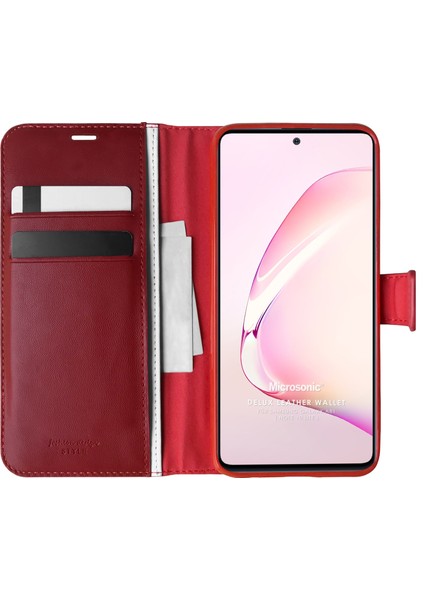 Samsung Galaxy A81 Kılıf Delux Leather Wallet Kırmızı