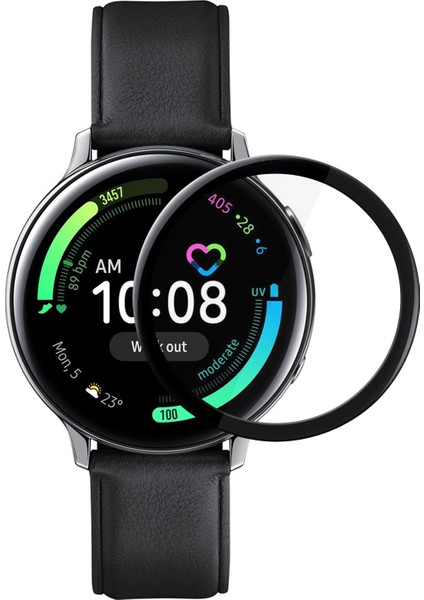 Samsung Galaxy Watch Active 2 44mm Tam Kaplayan Temperli Cam Full Ekran Koruyucu Siyah