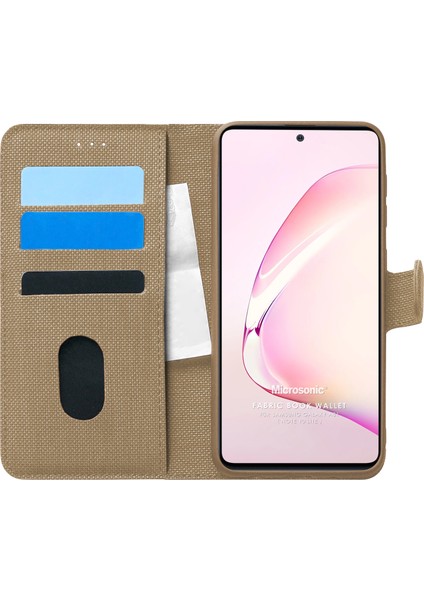 Samsung Galaxy A81 Kılıf Fabric Book Wallet Gold