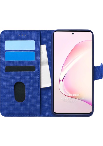 Samsung Galaxy A81 Kılıf Fabric Book Wallet Lacivert