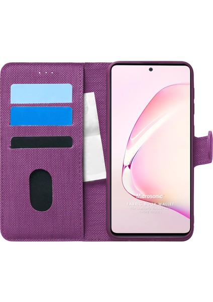 Samsung Galaxy A81 Kılıf Fabric Book Wallet Mor