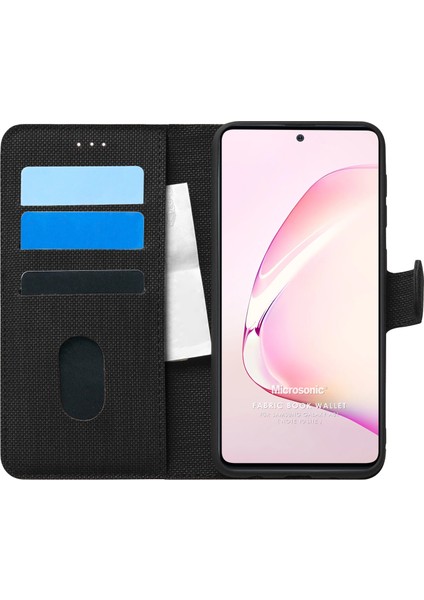 Samsung Galaxy A81 Kılıf Fabric Book Wallet Siyah