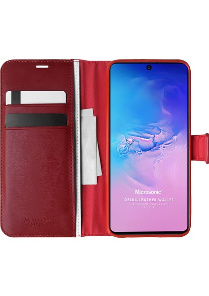Samsung Galaxy A91 Kılıf Delux Leather Wallet Kırmızı