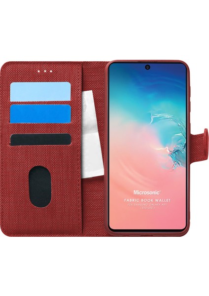 Samsung Galaxy A91 Kılıf Fabric Book Wallet Kırmızı