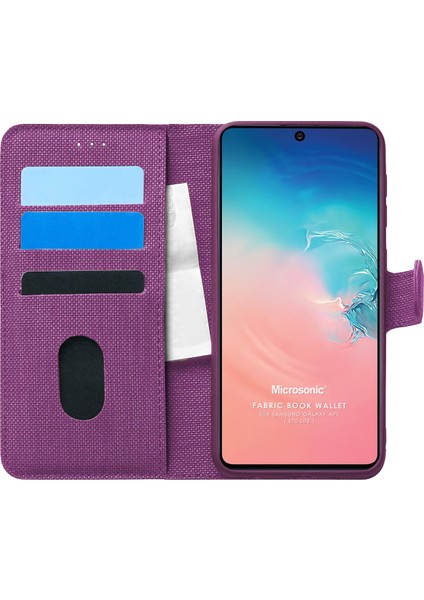 Samsung Galaxy A91 Kılıf Fabric Book Wallet Mor