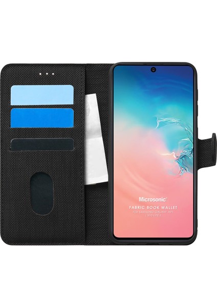 Samsung Galaxy A91 Kılıf Fabric Book Wallet Siyah