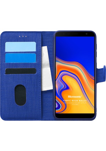 Samsung Galaxy J4 Core Kılıf Fabric Book Wallet Lacivert