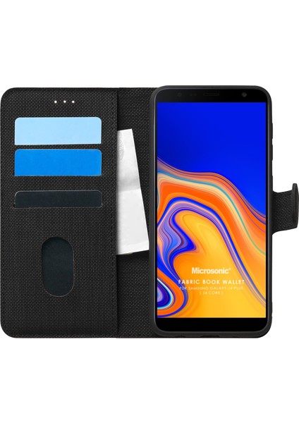 Samsung Galaxy J4 Core Kılıf Fabric Book Wallet Siyah