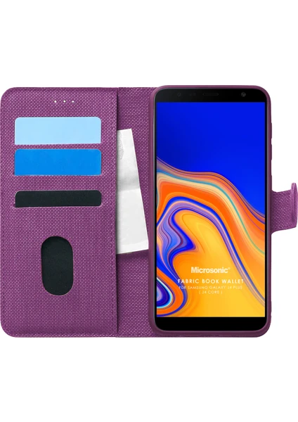 Samsung Galaxy J4 Plus Kılıf Fabric Book Wallet Mor