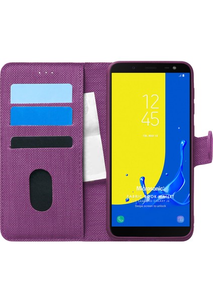 Samsung Galaxy J6 Kılıf Fabric Book Wallet Mor