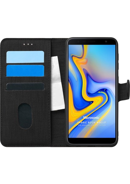 Samsung Galaxy J6 Plus Kılıf Fabric Book Wallet Siyah