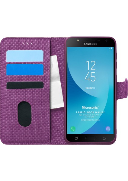 Samsung Galaxy J7 Core Kılıf Fabric Book Wallet Mor