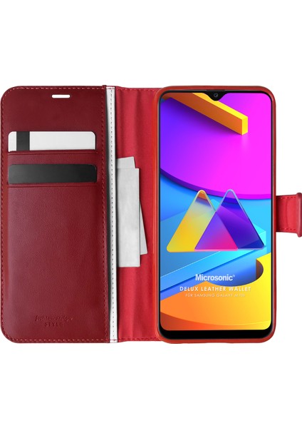 Samsung Galaxy M10s Kılıf Delux Leather Wallet Kırmızı