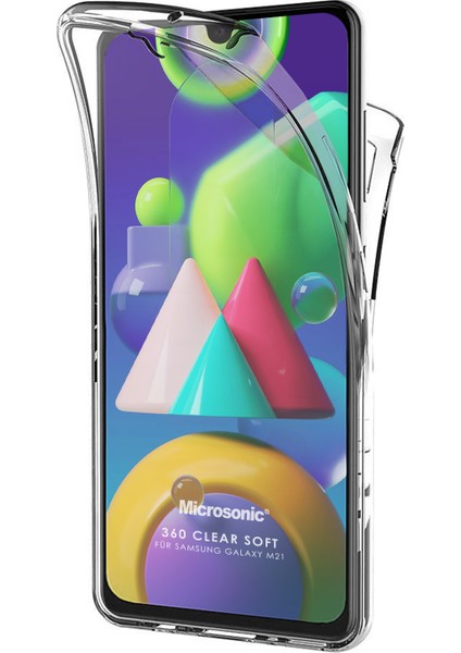 Samsung Galaxy M21 Kılıf 6 Tarafı Tam Full Koruma 360 Clear Soft Şeffaf