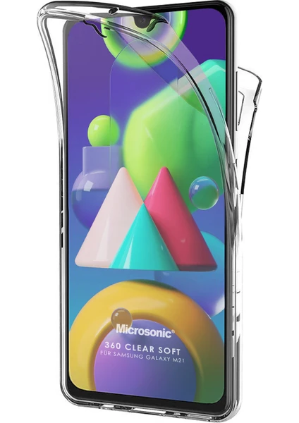 Samsung Galaxy M21 Kılıf 6 Tarafı Tam Full Koruma 360 Clear Soft Şeffaf