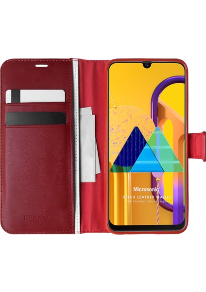 Samsung Galaxy M30s Kılıf Delux Leather Wallet Kırmızı