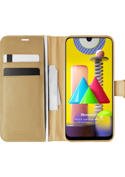 Samsung Galaxy M31 Kılıf Delux Leather Wallet Gold